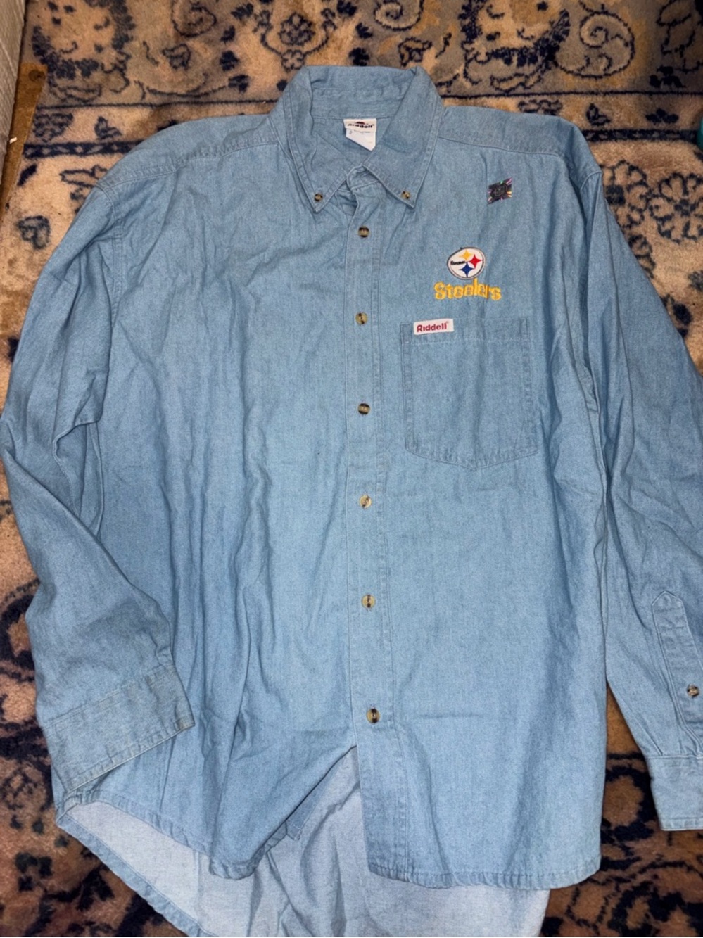 Pittsburgh Steelers Light Blue Denim Button-Down Shirt